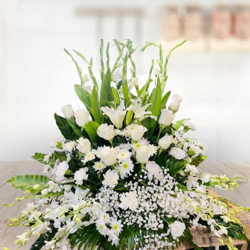 White Peaceful Funeral Arrangement
