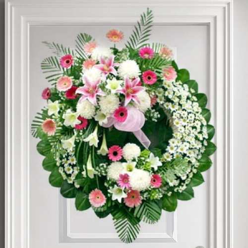 Lily And Seasonal Flower Wreath