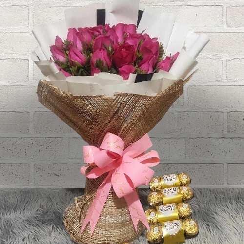 Pink Rose Balloon And Chocolates