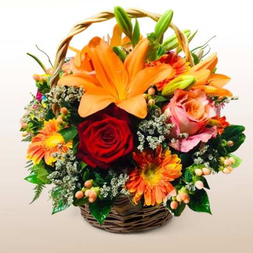 Elegant Seasonal Blooms Basket