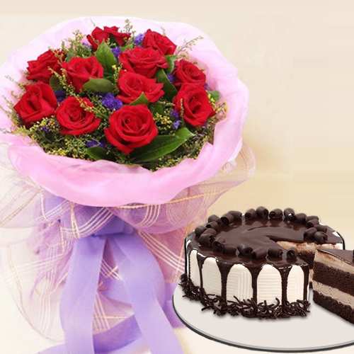 Red Rose And Two Layer Cake