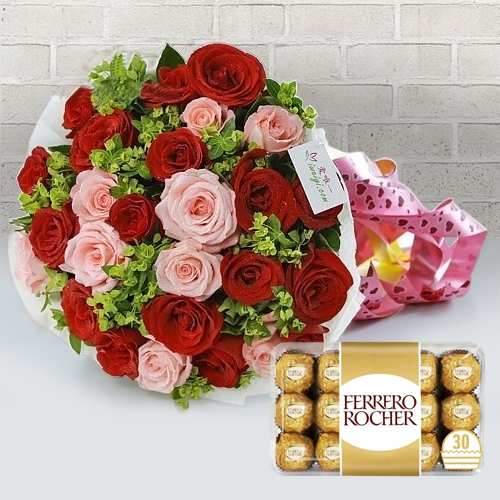 Red And Pink Rose With Ferrero
