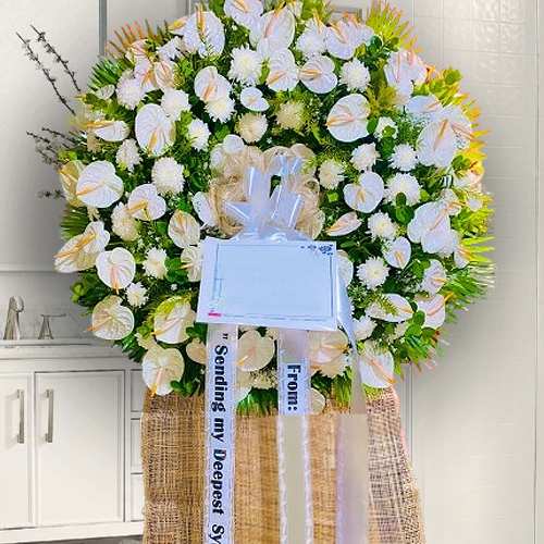 Rest In Peace White Flower Arrangement