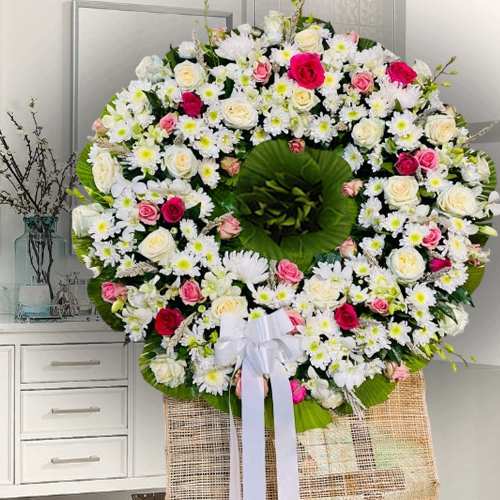 Fond Farewell Mixed Flower Wreath